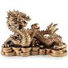 lachineuse - Statuetta di Grande Drago Feng Shui - Statuetta Drago su sapeche - 14 x 21 x 11,5 cm - Simbolo di energia, Forza e longevità - Decorazione Asiatica Cinese - Colori Dorati