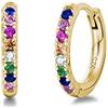 FANCIME Orecchini a Cerchio Piccoli per Donna in Argento Sterling 925 Placcato Oro Gialla con Zirconia Cubica - Diametro: 13 mm