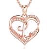 INFUSEU L Collana Iniziale Cuore Donna Lettera Gioielli Oro Rosa Cubic Zirconia CZ Ciondolo Collane per Donna Regali Femminili Romantico, Catena da 20 Pollici