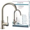 SCHÜTTE 79129 CORNWALL Robinet de cuisine basse pression, robinet d'évier avec bec haut, mitigeur monocommande, économie d'énergie, orientable à 360 °, robinet cuisine, robinet évier, inox