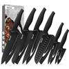 hecef set di coltelli da cucina affilato 6‑pezzi con coprilama abbinati, lame nero‑ossidate e manici Soft‑Touch, resistente ai graffi e alla ruggine, per cucina e campeggio