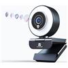 Vitade 960A Pro Webcam 1080P Full HD, con doppio microfono, 3 livelli di luce ad anello regolabile, messa a fuoco, H.264, correzione dell'esposizione Plug and Play, per gaming, zoom, Live Streaming