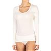 EGI Maglia donna 85% lana e 15% seta con scollo liscio manica lunga Egi (4/M, Bianco lana)
