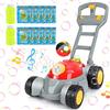 deAO Tosaerba a Bolle per Bambini,Macchina Automatica per Soffiatore di Bolle con Musica,Camminatore per Attività per Bambini per Esterno,Tosaerba a Spinta per Giardinaggio,Regalo per Bambini