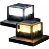 HMAKGG 2 Pezzi Luce Solare Pilastro, Lampade Solari da Giardino con 2 Modalità & Sensore di Crepuscolare, IP44 Impermeabile Lampione Solare LED Esterno Nero per Patio Recinzione Pali in Legno