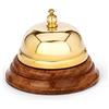 NKlaus Maritim campana da bar ottone massiccio oro con base in legno 8x6cm campana da tavolo 11587