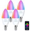 Fitop Lampadine intelligenti Alexa, E14 Wlan LED Lampadina Dimmerabile 4.9W 470Lm, RGB 16 Milioni di Colori, Controllo APP Compatibile con Alexa/Google Home, Controllo Vocale, 4 Pezzi