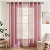 EMEMA 2 Pannelli Tende Trasparenti in Voile Con Occhielli Morbidi Finestre per Camera da Letto e per Salotto Eleganti Soggiorno 140x160cm Rosa Sporco