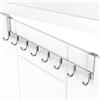 ecooe Appendiabiti da Porta con 8 Ganci, Appendiabiti Porta in Acciaio Inox, Attaccapanni da Porta Senza Foratura, Ganci Porta per Spessori per Ante Fino a 2cm, per Camera, Bagno, Cucina, Ufficio