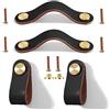 Yuaaoh Maniglie in Pelle per mobili 4 Pezzi Pomelli per Mobili di Cuoio Maniglie per Cassettiera in Pelle Maniglie per Armadio in Pelle Maniglie Cuoio con Viti per Armadietti Cassetti Comodino 13,8CM (Nero)