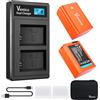 SANOOV Vemico NP-FW50 Batteria Caricabatterie Kit 2x 1200mAh Batterie USB-C Carica | LCD Display Doppio Slot Caricabatterie per ZV-E10 A5100 A6000 A6300 A6400 A6500 A7II A7RII A7SII A7S2 A7R A7R2 NEX-3 NEX-5