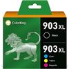 ColorKing 903XL Aggiorna Chip Cartucce d'inchiostro Compatibili Sostituzione per HP 903 903XL per Stampante HP Officejet Pro 6950 6960 6970 (Nero Ciano Magenta Giallo)