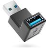 deleyCON Adattatore USB 3.0 Angolato - Adattatore a 90° - A Maschio a A Femmina - Compatibile con Tutti i Cavi USB - Gestione Ottimale Dei Cavi