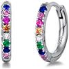FANCIME Orecchini a Cerchio Piccoli per Donna in Argento Sterling 925 Placcato Oro Bianco con Zirconia Cubica - Diametro: 12.5 mm