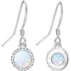 KristLand Gioielli Moonlight Orecchini In Argento Sterling 925 Con Opale Creato Pendente 9MM Delicato Fidanzata Moglie Pacco Regalo