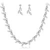 Clearine Set di gioielli con zirconi e collana a forma di foglia e orecchini pendenti da donna, set di sposa alla moda, Metallo Zirconia cubica, Cristallo