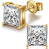 Miaofu Orecchini Quadrati Uomo - Diamanti, Zirconi, Oro, Argento - 8mm
