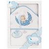 Interbaby Asciugamano con cappuccio per neonato BEAR SLEEPING in bianco e blu - 560 g