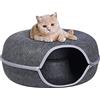 PAASHE Letto a Tunnel per Gatti da Interno - Ciambella Cat Cave Rotondo Staccabile Confortevole e Morbido - Peekaboo House