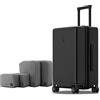 LEVEL8 Valigia Bagaglio a Mano Elegante Opaco 100% PC Valigia Trolley con Organizer Valigie Viaggio Set di 4, Valigie con 4 Ruote Doppie Girevoli e Lucchetto TSA Integrato, 66CM, 65L, Nero