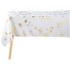 Douceur d'Intérieur Bloomy Tovaglia Rettangolare, 150 x 300 cm, Bianco e Oro, Poliestere Stampato Metallizzato