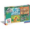 Clementoni - 21521 - Supercolor Puzzle - Jurassic World - 4 Puzzle da 12,16,20 e 24 Pezzi - Puzzle Bambini 3 Anni, Puzzle Cartoni Animati - Made In Italy