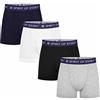 SPIRIT OF ESSEX Confezione da 4 boxer da uomo in cotone elasticizzato con patta ed elastico in vita, comodi, traspiranti, biancheria intima in cotone naturale, Bianco, Nero, Grigio, Navy, XL