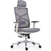 HOLLUDLE Sedia da Ufficio Ergonomica con Schienale Regolabile, Sedile Regolabile in Profondità, Braccioli 4D, Supporto Lombare e Poggiatesta 2D, Girevole a 360°, Design Moderno, Bianca