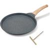 Bobikuke Crepiera 20 cm Antiaderente con Distributore Impasto, Nero | Crepiera antiaderente in alluminio con distributore di impasto, adatta all'induzione per una cottura uniforme.