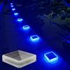 Lacasa Luci Solari Giardino Luce Blu, 4 Pezzi 30LM LED Lampada Solare da Esterno IP68 Impermeabile Luci per Sentieri Sicurezza Auto On/Off Luce Solare per Ponte Passo Vialetto Scale Dock, Quadrato