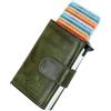 Fa.Volmer ® POP-UP portacarte con tasca per monete in vera pelle per uomo e donna | max. 11 carte | protezione RFID | portafoglio VO31 Green (verde)
