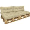 VOUNOT Set di 4 Cuscini per Pallet, Cuscino Bancale Impermeabile per Internio ed Esterno, Seduta 120x80, Schienale 120x40, Beige