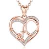 INFUSEU A Collana Ciondolo, Lettera A-Z Alfabeto Capitale Gioielli Doppio Cuore Iniziale Collane Oro Rosa Cubic Zirconia CZ Regali Anniversario per Donne Coppia, Catena da 20 Pollici