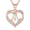 INFUSEU Collana con Lettera in Oro Rosa per Donna, M Ciondolo Cuore Iniziale Senza Collo Cubic Zirconia CZ Gioielli Regali di Compleanno Romantici per Lei, Catena da 20 Pollici