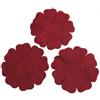 Set da 3 Fiori in Feltro colore Bordeaux