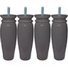 Margot - Royal Rustico - Set di 4 Piedi di Rete Legno 5,5 x 5,5 x 18 cm, Legno, Grigio/Tortora, 5,5 x 5,5 x 18 cm