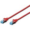 Digitus Patch Cable, SFTP, CAT5E, 0.5 M, red cavo di rete 0,5 m Rosso, Cat-5e - 0,5 m, Cavo patch - SF-UTP - PVC