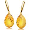 Amber by Mazukna Orecchini pendenti da donna a monachella, in argento 925 placcato oro, con ambra baltica gialla naturale, gioielli leggeri con chiusura sicura per l'eleganza quotidiana, One Size