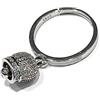 MODA MavillA Anello Regolabile con campanella da 10,5×9 mm Pendente ZIRCONI Placcato Oro Bianco in Argento 925‰