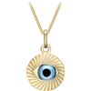 CARISSIMA Anello da Donna in Oro Giallo 9ct con Pendente Occhio Malocchio con Taglio Diamante su Catena Curb - 46cm/18