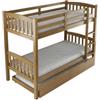 BellaHome Letto a castello bellahome tolosa in pino massello miele 201,5x97,5x156 cm