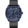 Megir Orologi sportivi casual per gli uomini cinturino in pelle orologio al quarzo con data automatica lancette luminose orologio da polso ottagonale impermeabile 2201, Blu, Cinturino