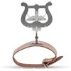 GEWA Porta spartiti da marcia Flauto - Nichelato - Grande Lira - 2 Pulsanti - Utilizzo con una mano - con bracciale in pelle