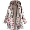 Xmiral Donna Elegante Giacca con Cappuccio Stampa Floreale Vintage Cappotti Autunno Inverno Cardigan Casuale Moda Manica Lunga Coat Parka Oversize (3XL,1- Rosa Caldo)