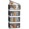 NETEL 4x 72L Impilabili Scatole Portaoggetti con Coperchio e Bloccabile Porta, Pieghevole Contenitori Plastica con Ruote e Maniglie, Grande Organizer Salvaspazio