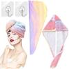 BDSHUNBF 2 Pcs Turbante Asciugamano Capelli, Turbante Super Assorbente, Asciugatura Rapida per Capelli Bagnati