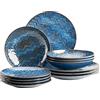 MÄSER - Set di Piatti Smaltati per 4 Persone, Servizio da Tavola 12 Pezzi in Ceramica di Alta Qualità, Gres, Blu