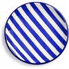 City to Cottage® Piatto da Frutta da 20cm in Ceramica Invetriata | Piattino da Dessert Realizzato e Dipinto a Mano | Fantasia a Righe Blu Scuro
