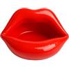 JRose Collections Posacenere a forma di labbra in ceramica rossa - Elegante posacenere a pressione per fumatori, posacenere decorativo a forma di labbro per casa, bar, patio - 12 x 6 cm (JR1391)