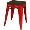 Urban living LIV Sgabello in metallo rosso opaco con seduta in legno 39 x 39 x 46 cm